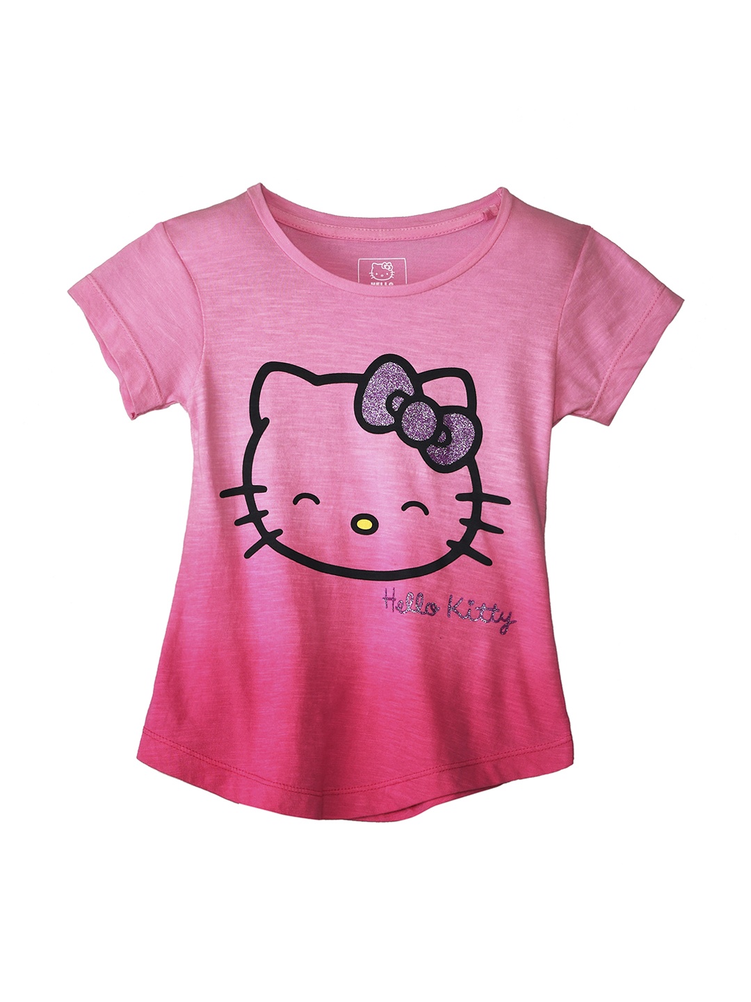 

Kids Ville Girls Blue Hello Kitty Printed Round Neck Pure Cotton T-shirt, Pink