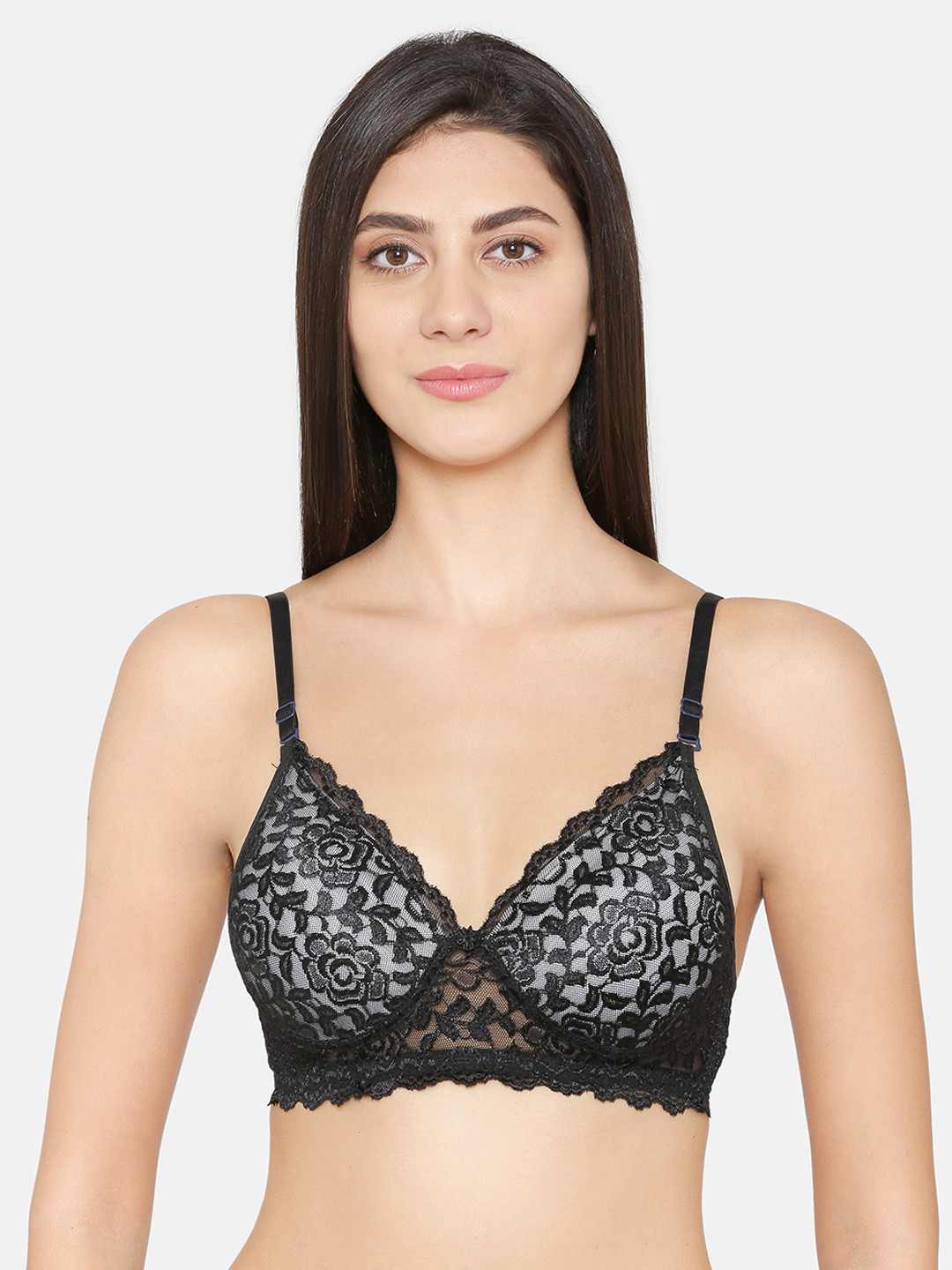 

ABELINO Black & White Lace Non-Wired Lightly Padded Push-Up Bra LEOBLACKWHITE01