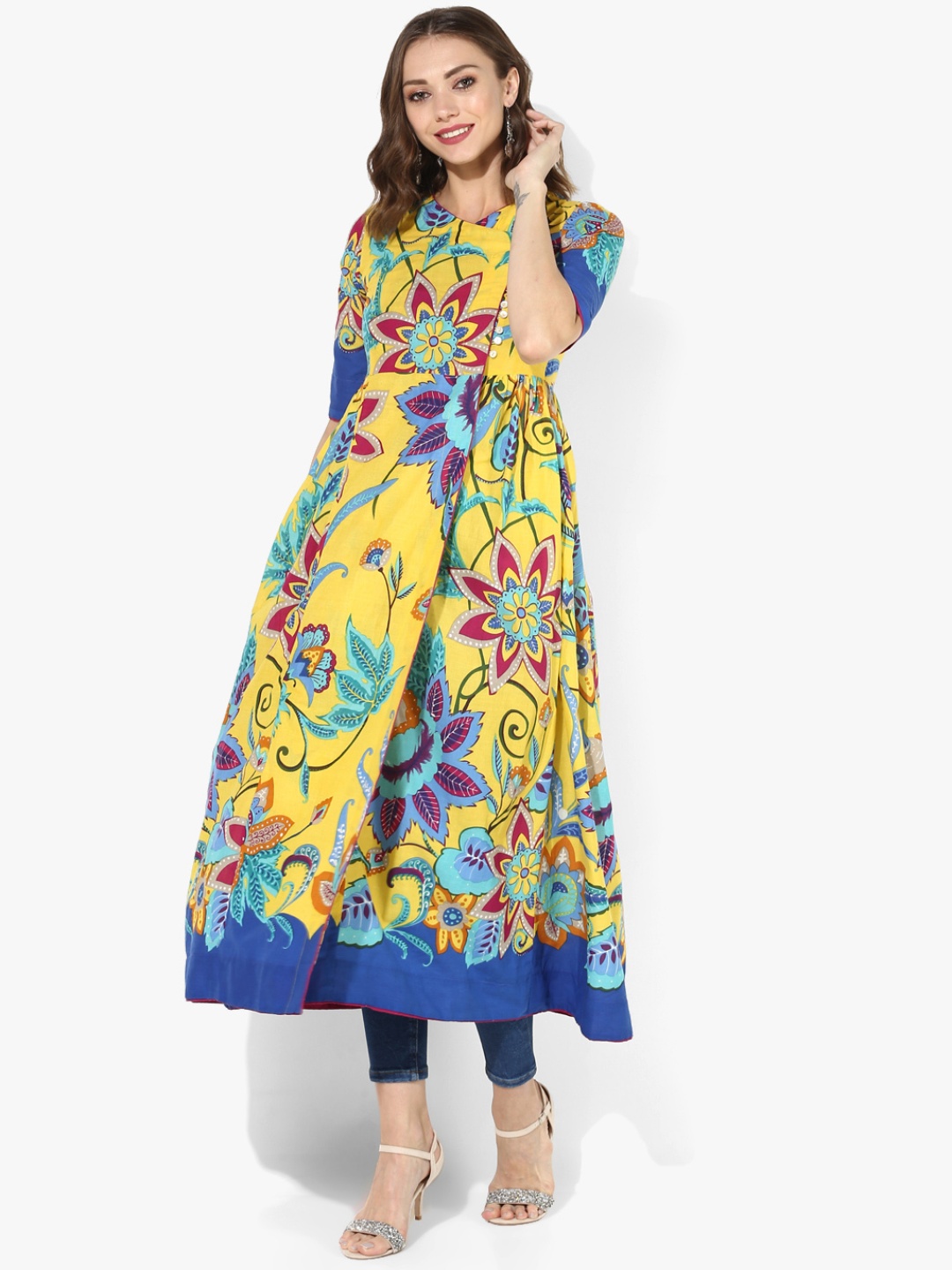 

Sangria Women Yellow Printed Anarkali Kurta