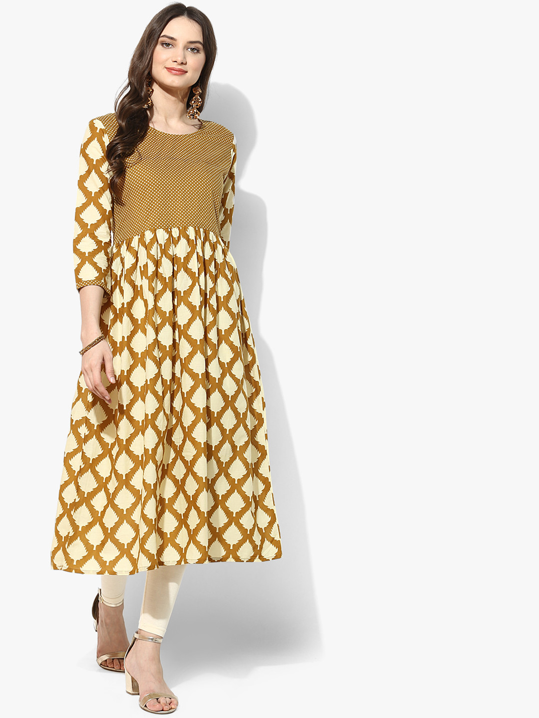 

Sangria Women Mustard & Cream-Coloured Anarkali Kurta, Yellow