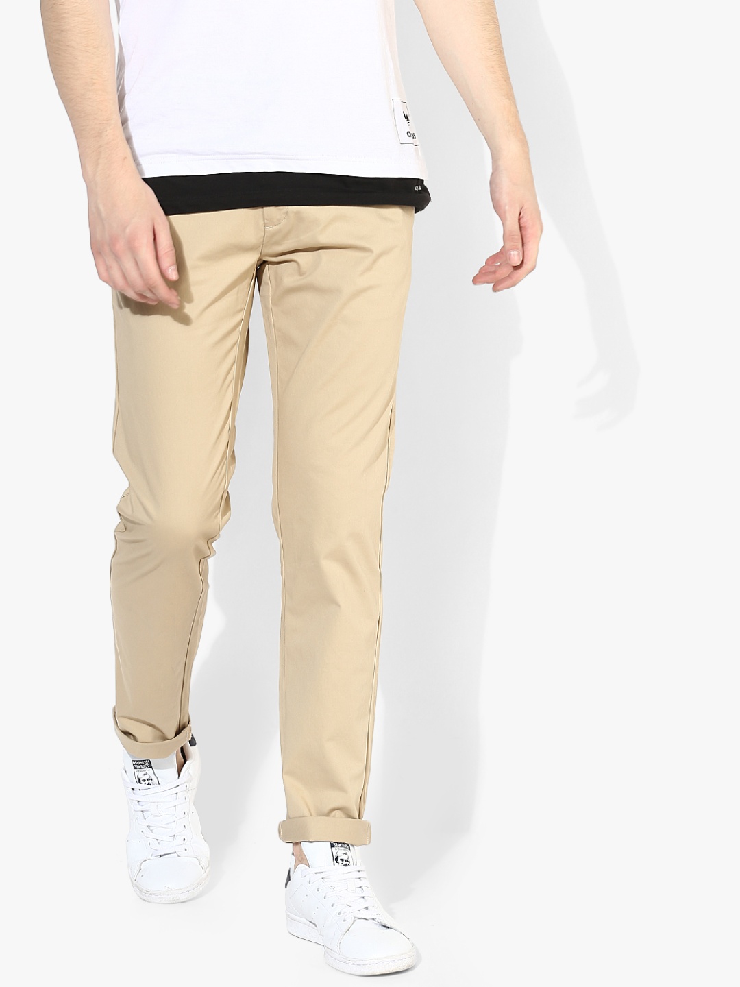 

Beige Solid Slim Fit Chinos