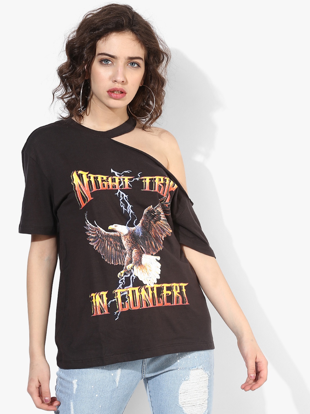 

Dark Grey Graphic Pure Cotton Top