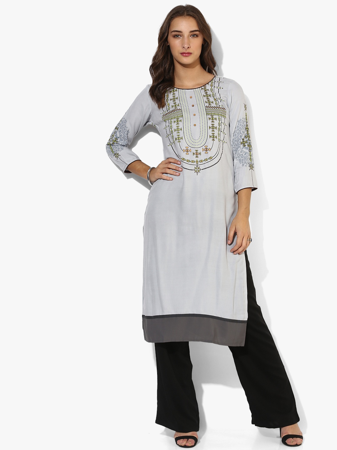 Grey Printed Kurta