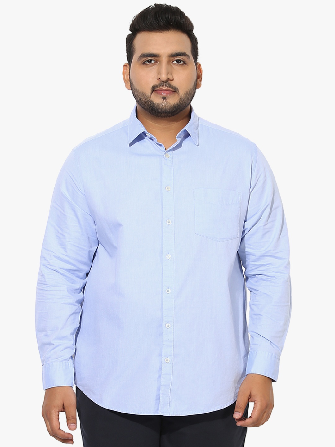 

aLL Plus Size Blue Solid Regular Fit Casual Shirt