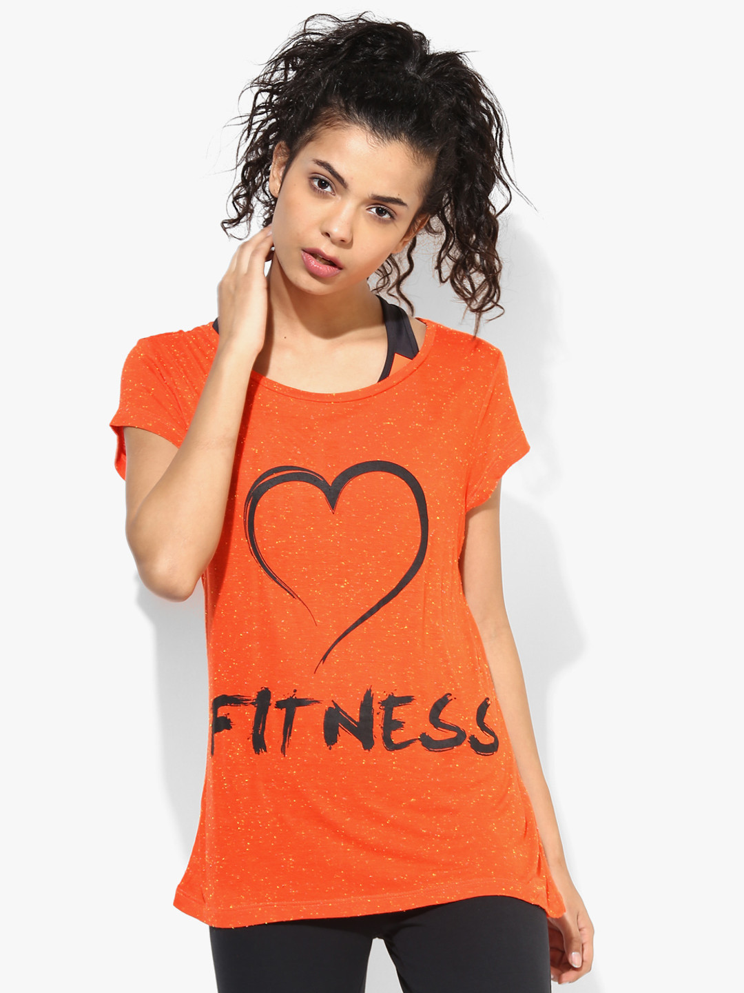 

Alcis Women Orange Printed Round Neck T-shirt