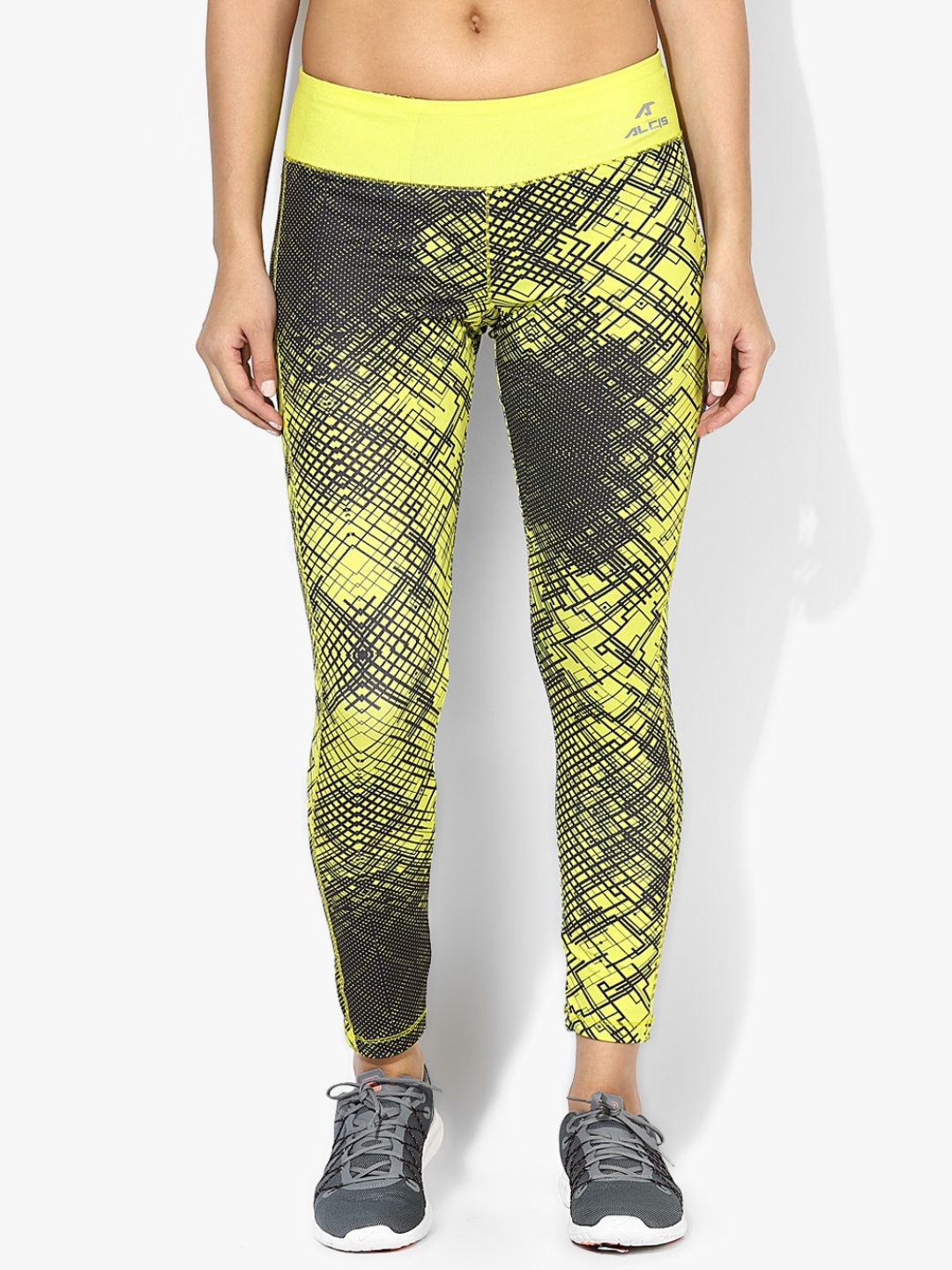 

Alcis Women Yellow & Grey Printed Cropped Tights
