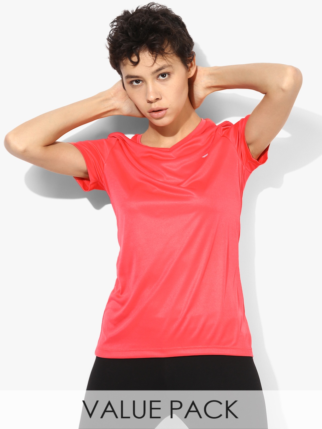 

Alcis Women Peach-Coloured Solid V-Neck T-shirt