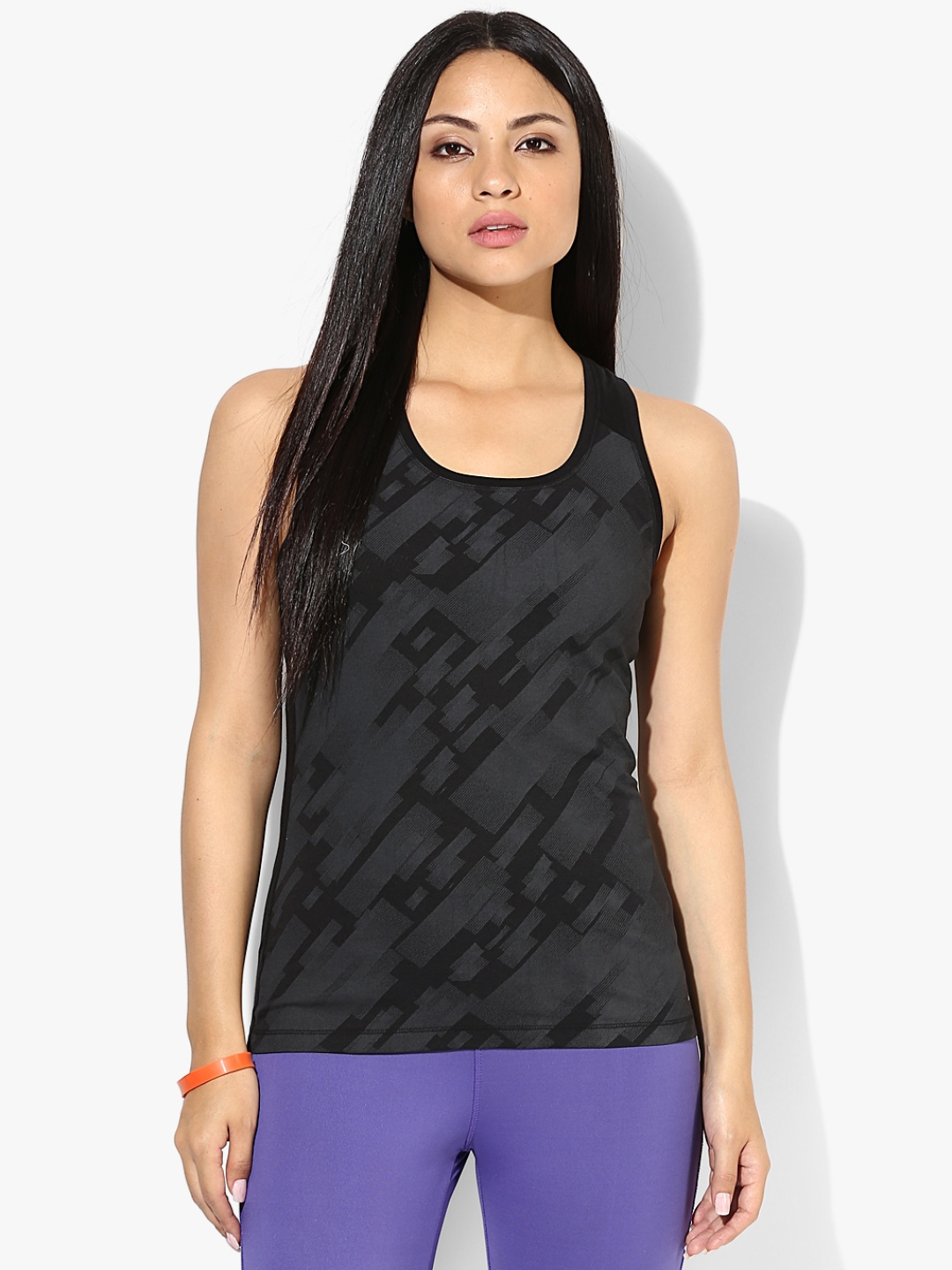 

Alcis Women Charcoal Grey Printed Tank Top