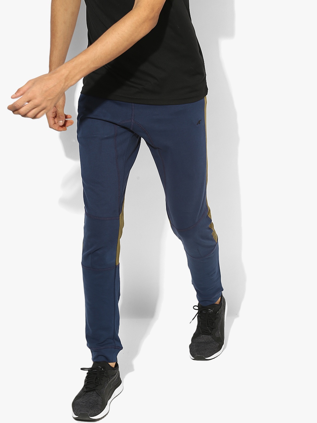 

Alcis Men Navy Blue and Olive Brown Running Track Pants
