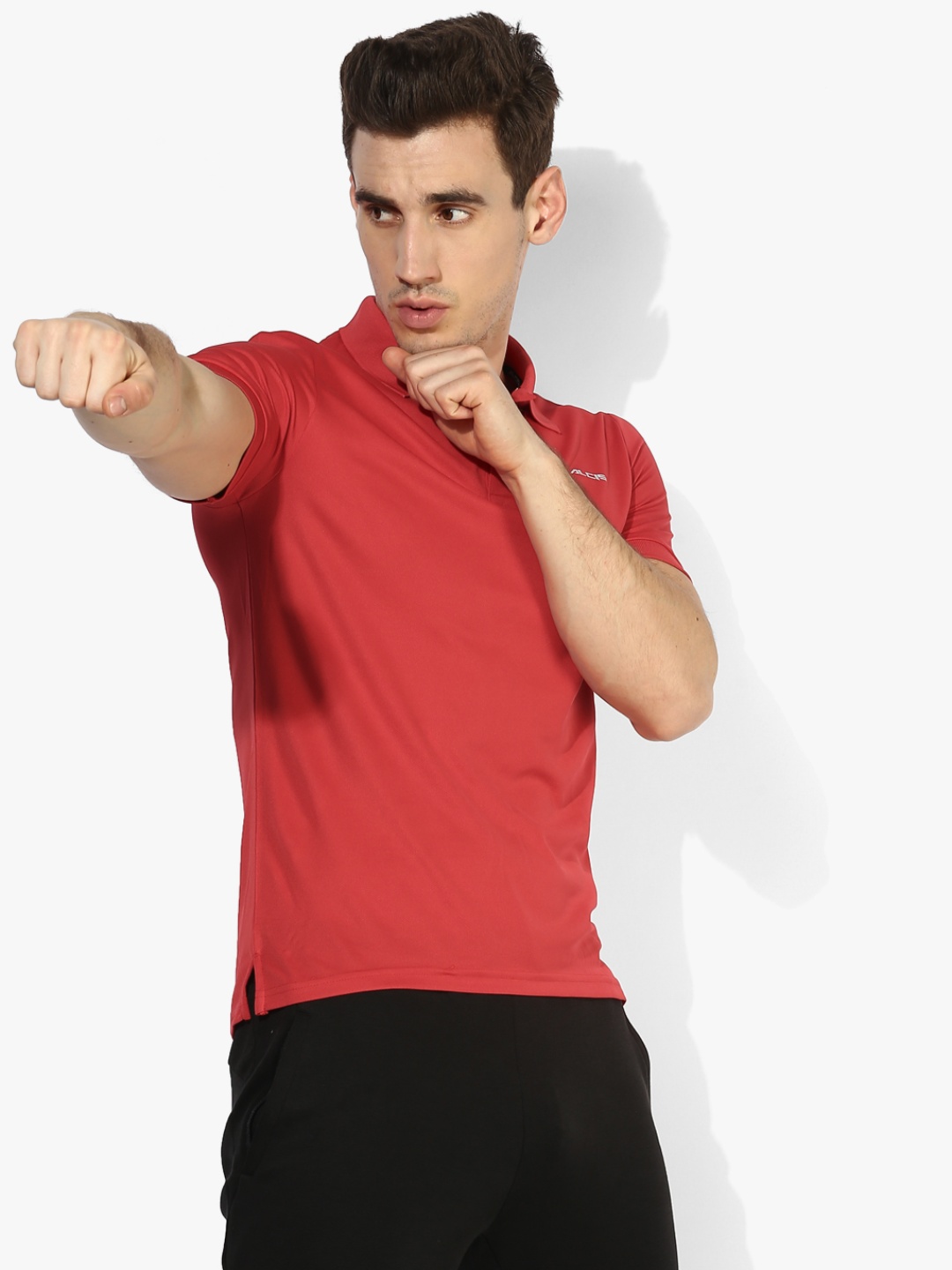 

Alcis Men Red Solid Polo Collar T-shirt