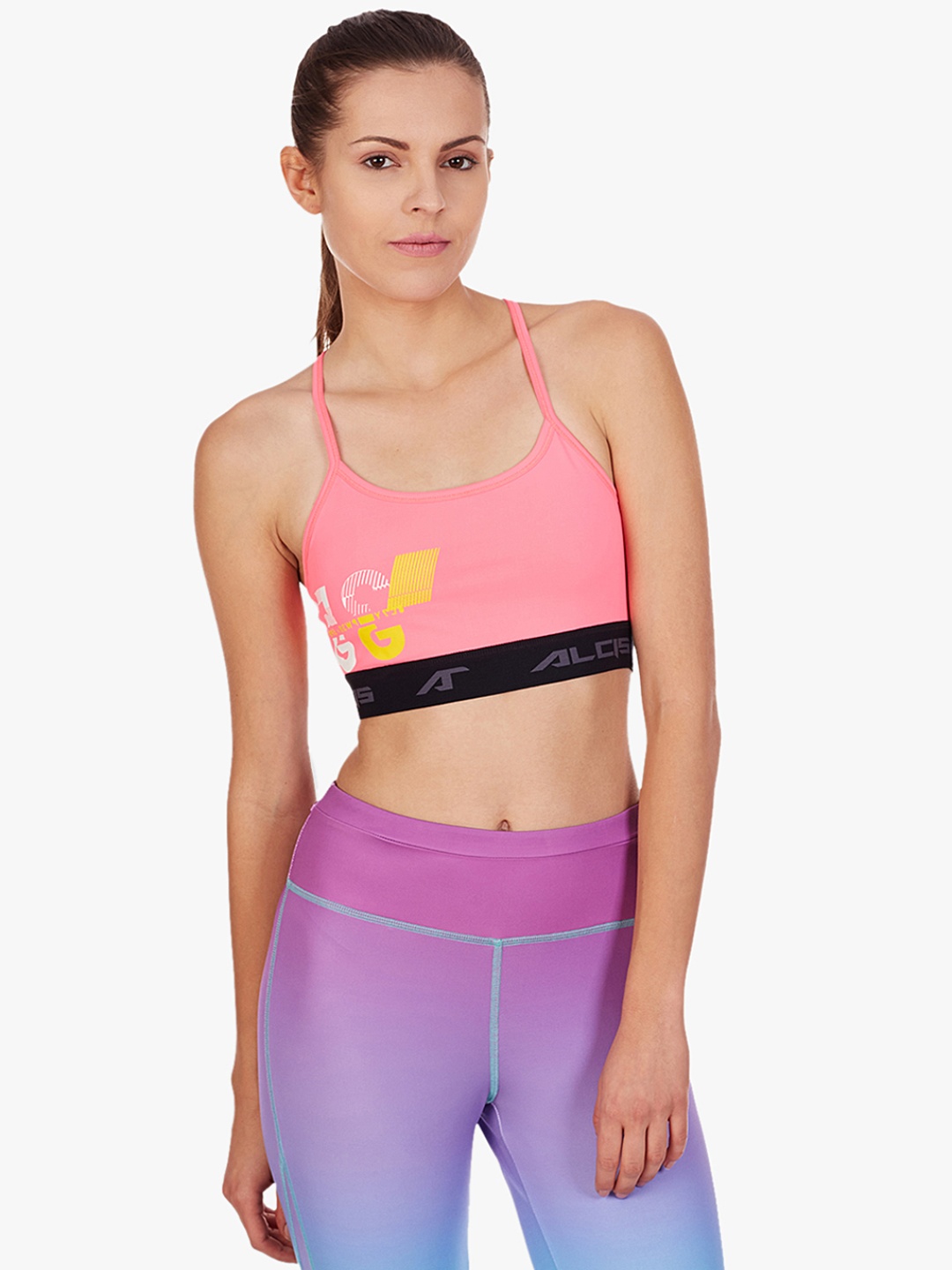 

Alcis Pink Solid Non-Wired Lightly Padded Sports Bra