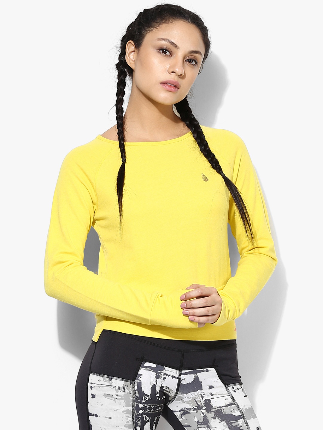 

Alcis Women Yellow Solid Styled Back Pure Cotton T-shirt