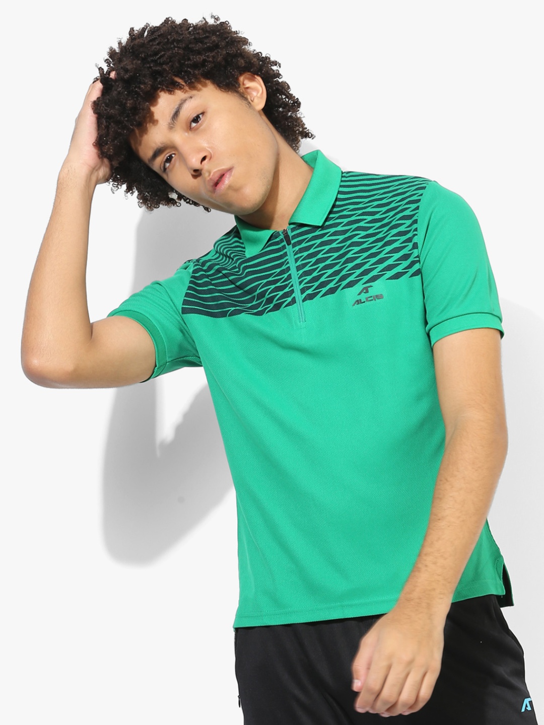 

Alcis Men Green Printed Polo Collar T-shirt
