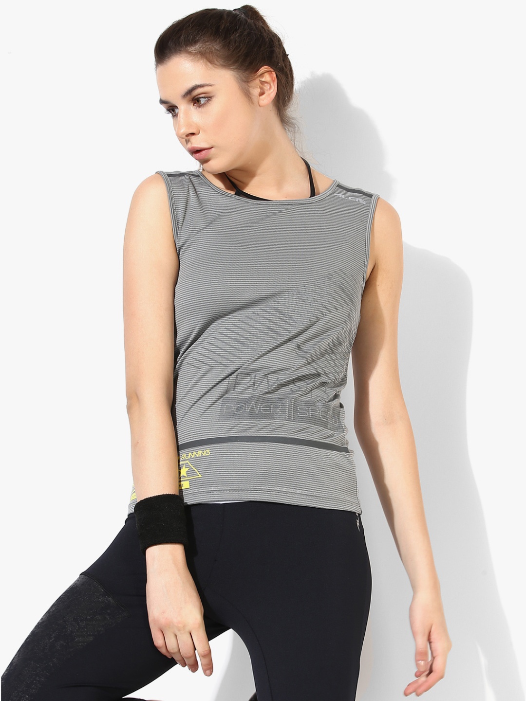 

Alcis Women Grey Striped Tank Top
