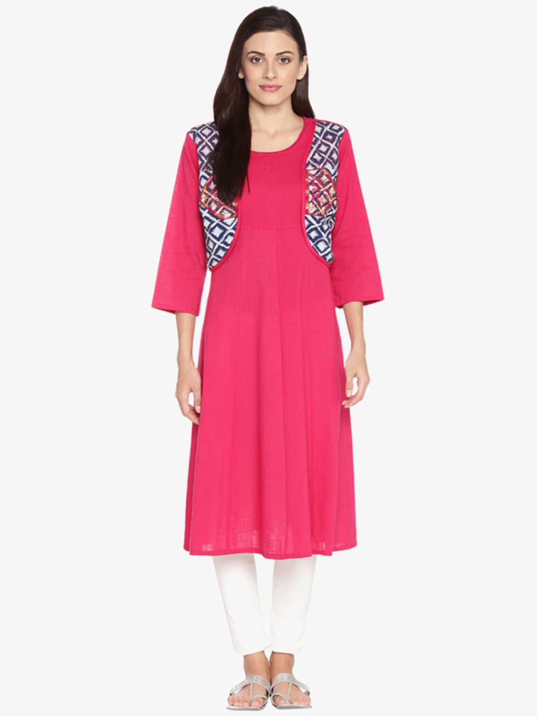 

RANGMANCH BY PANTALOONS Women Coral Solid Straight Kurta