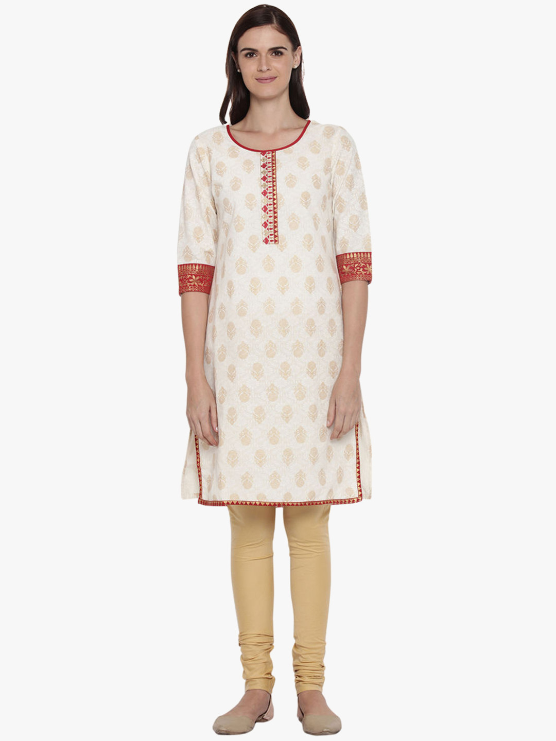 

RANGMANCH BY PANTALOONS Ethnic Motifs Kurta, Off white