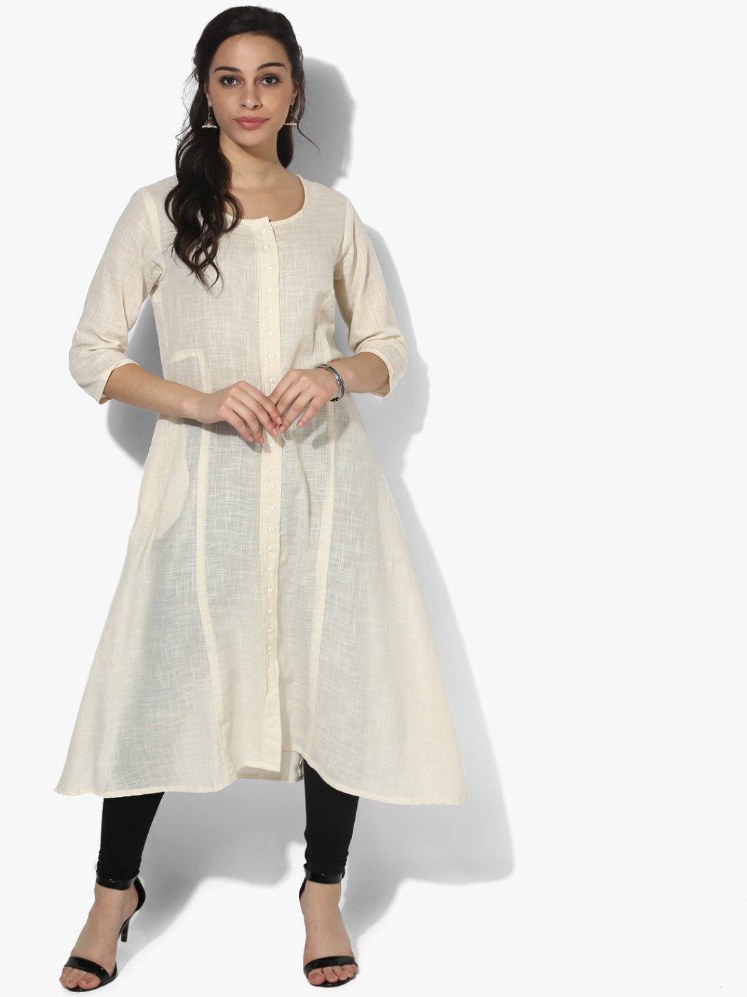 

RANGMANCH BY PANTALOONS Women Beige Solid A-Line Kurta