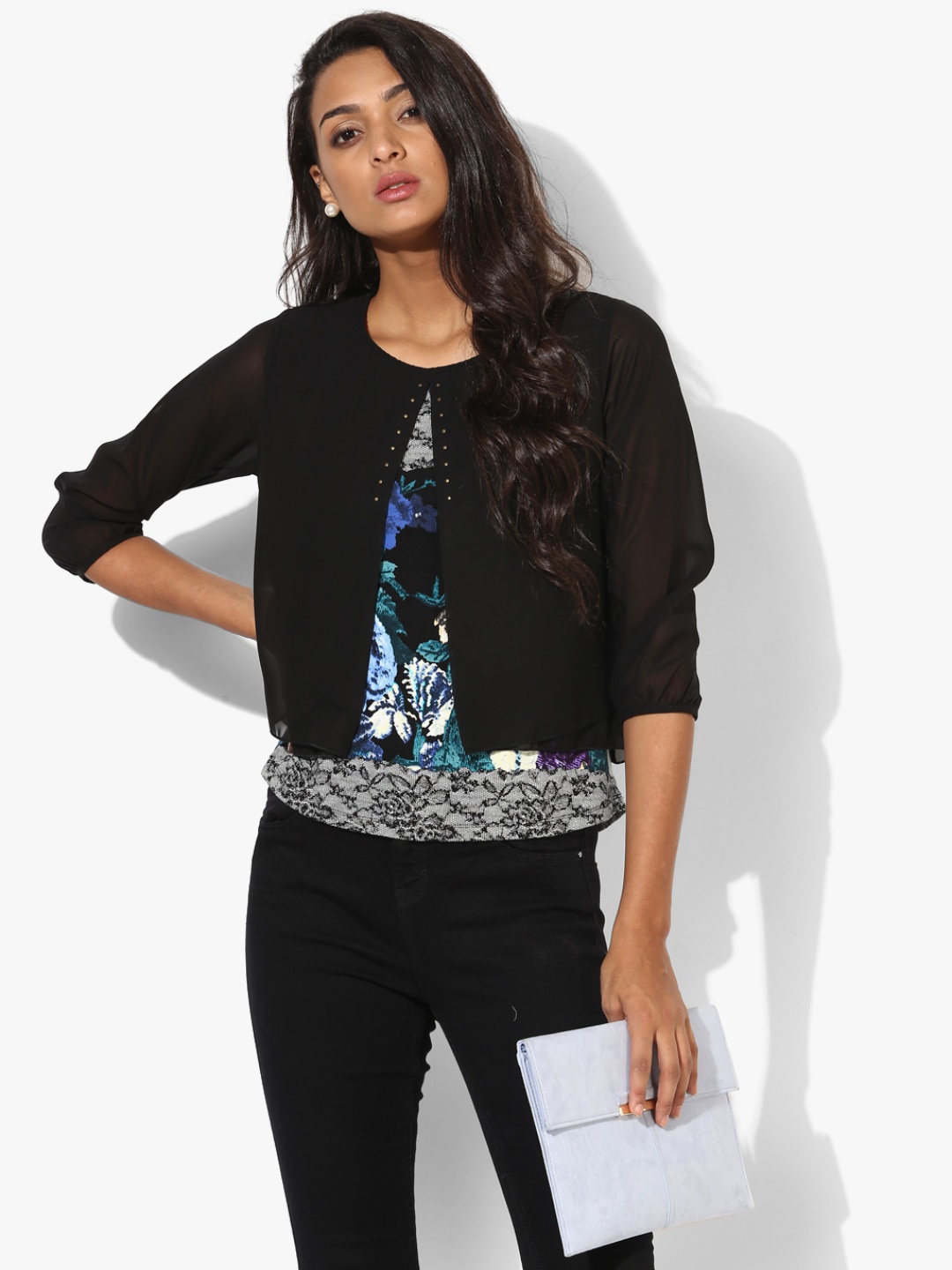 

OPt Women Black Printed Top