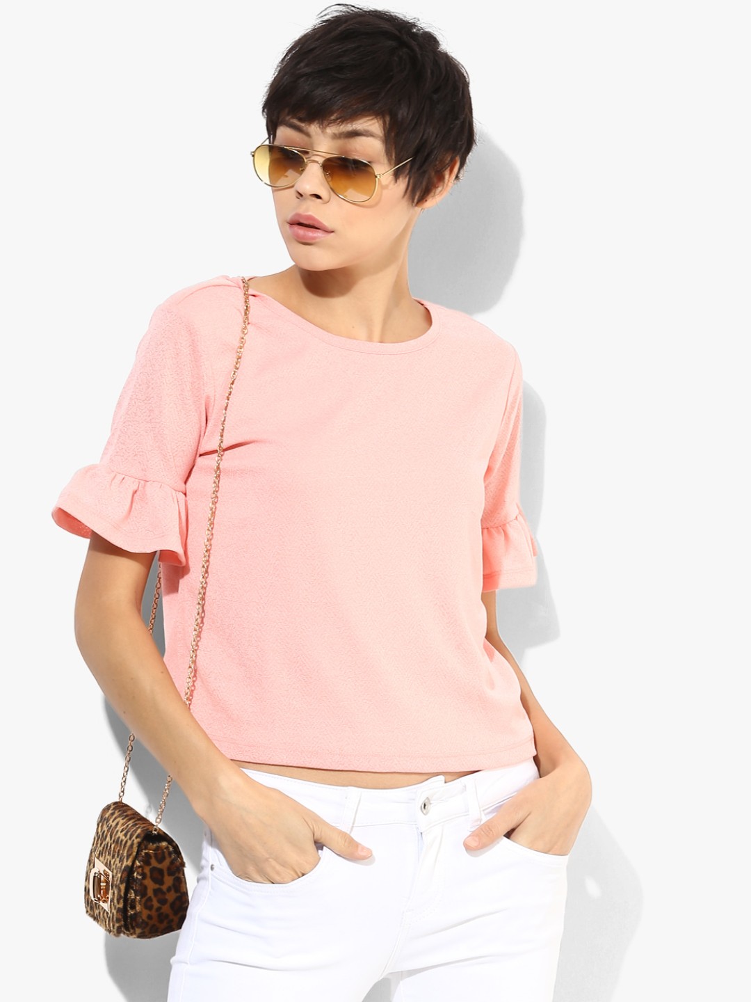 

Honey by Pantaloons Women Pink Self Design Top
