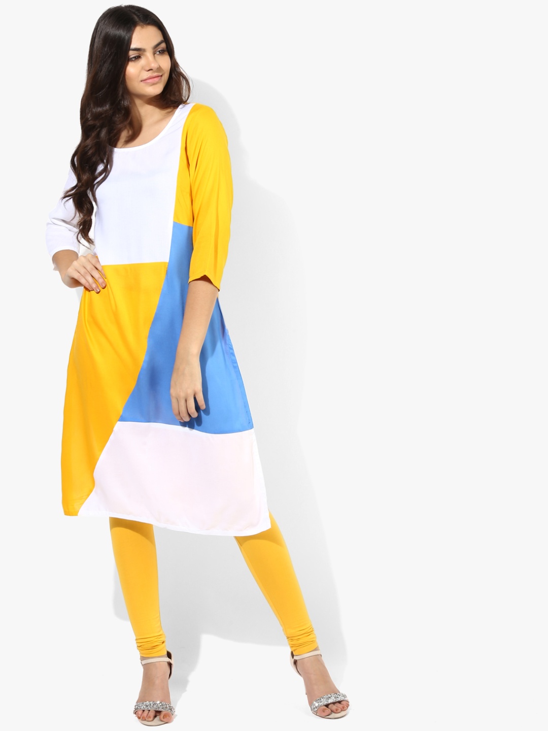 

RANGMANCH BY PANTALOONS Women Multicoloured Colourblocked A-Line Kurta, Multi