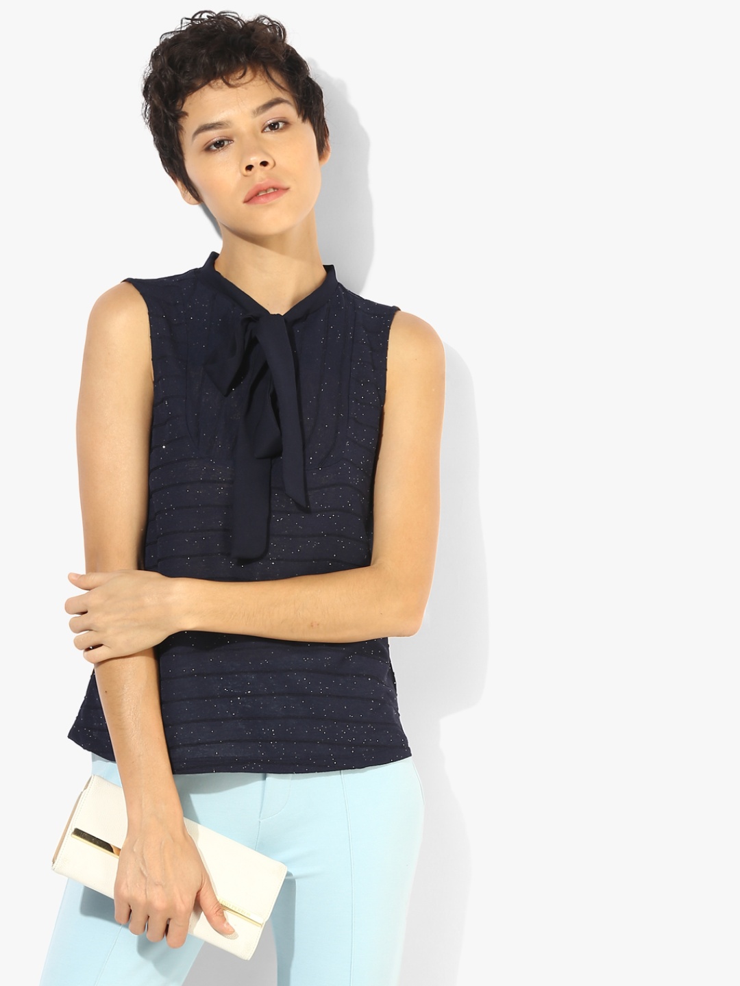 

Navy Blue Embellished Blouse