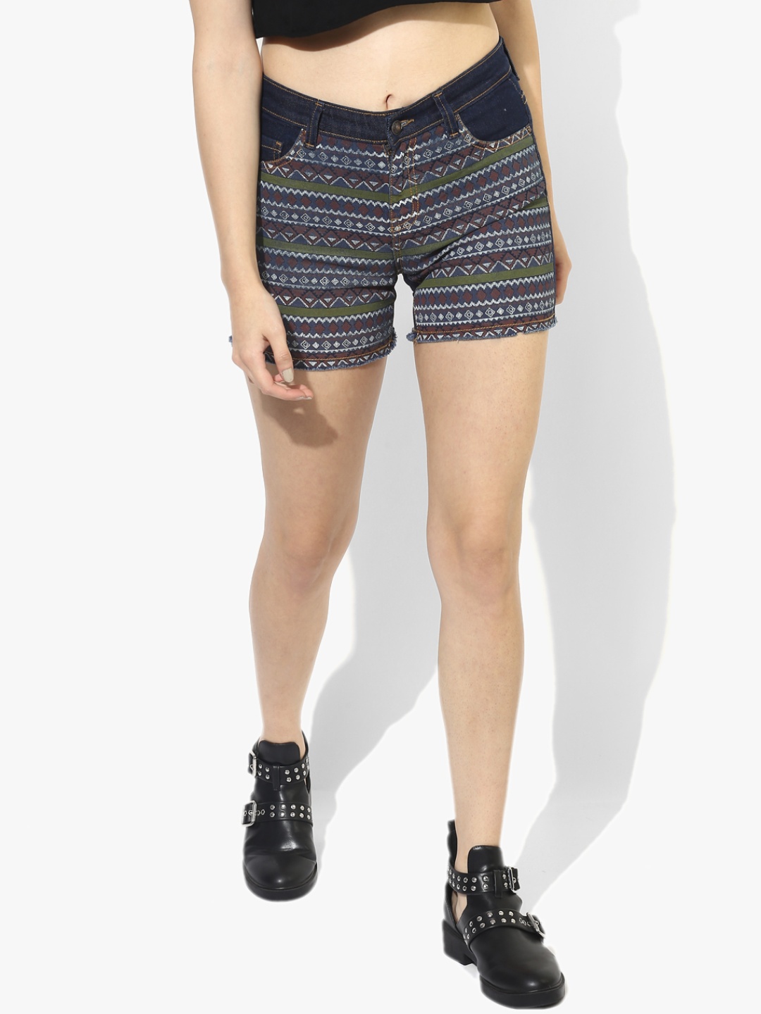 

Pepe Jeans Men Navy Blue Printed Regular Fit Denim Shorts
