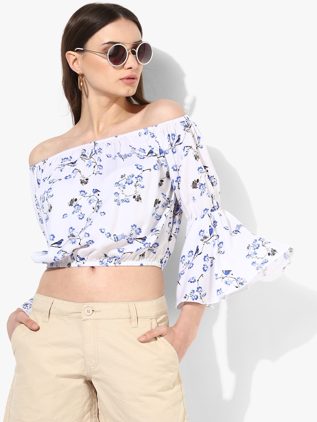 

Honey By Pantaloons White Printed Crop Top