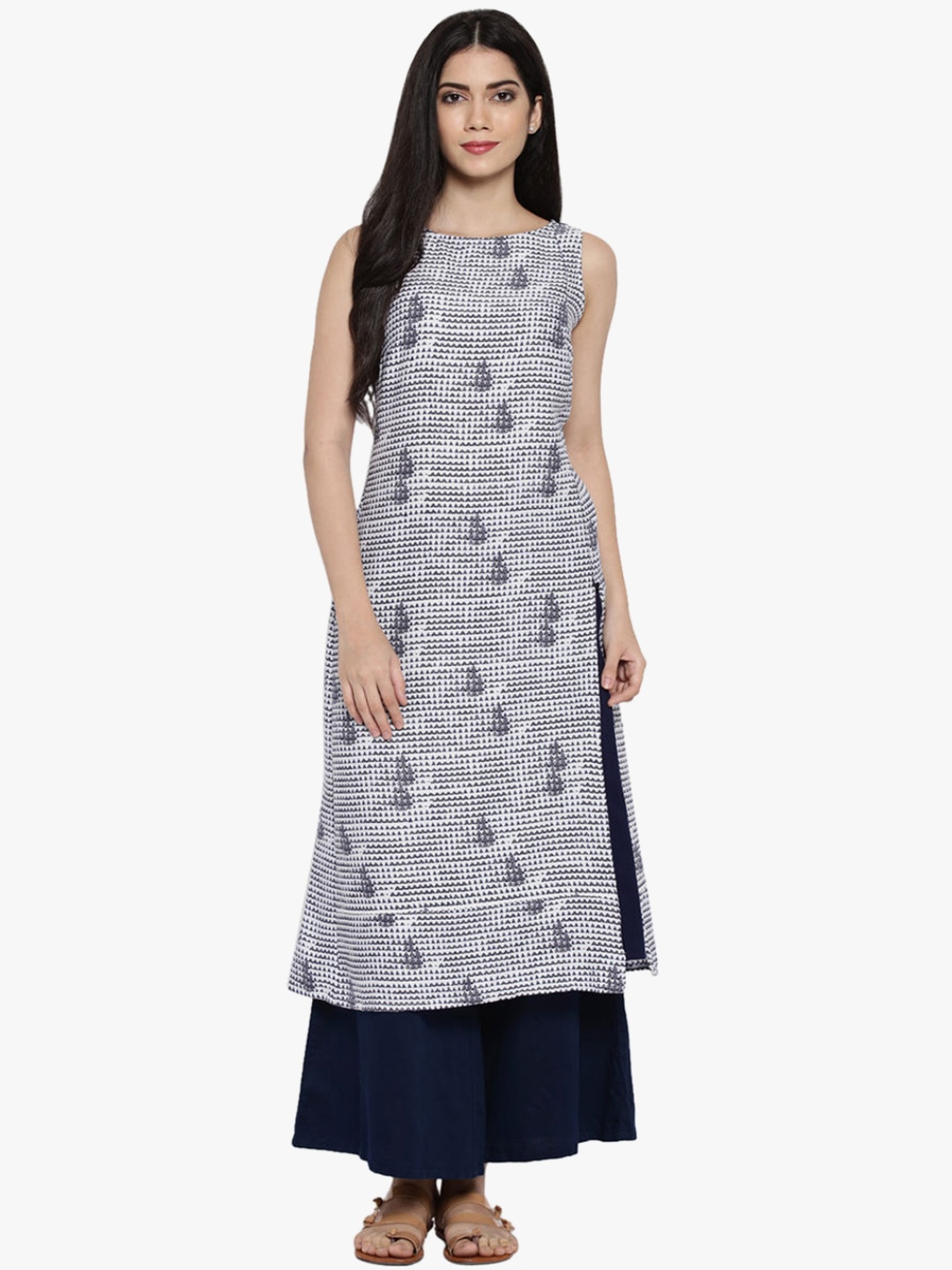 RANGMANCH BY PANTALOONS Grey Printed Kurta
