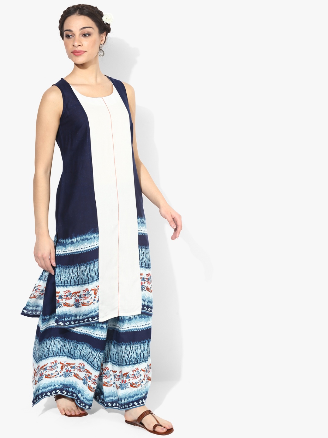 RANGMANCH BY PANTALOONS Women Navy Blue Printed A-Line Kurta