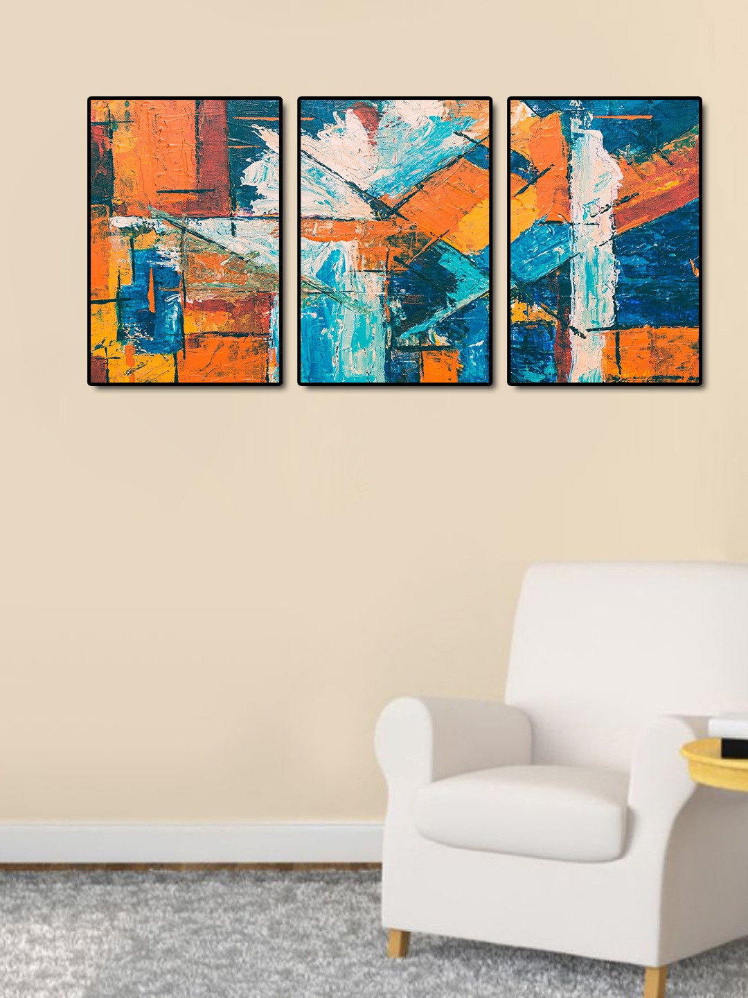 999Store Set of 3 Tree Painting (120 x 60 cms), Brown