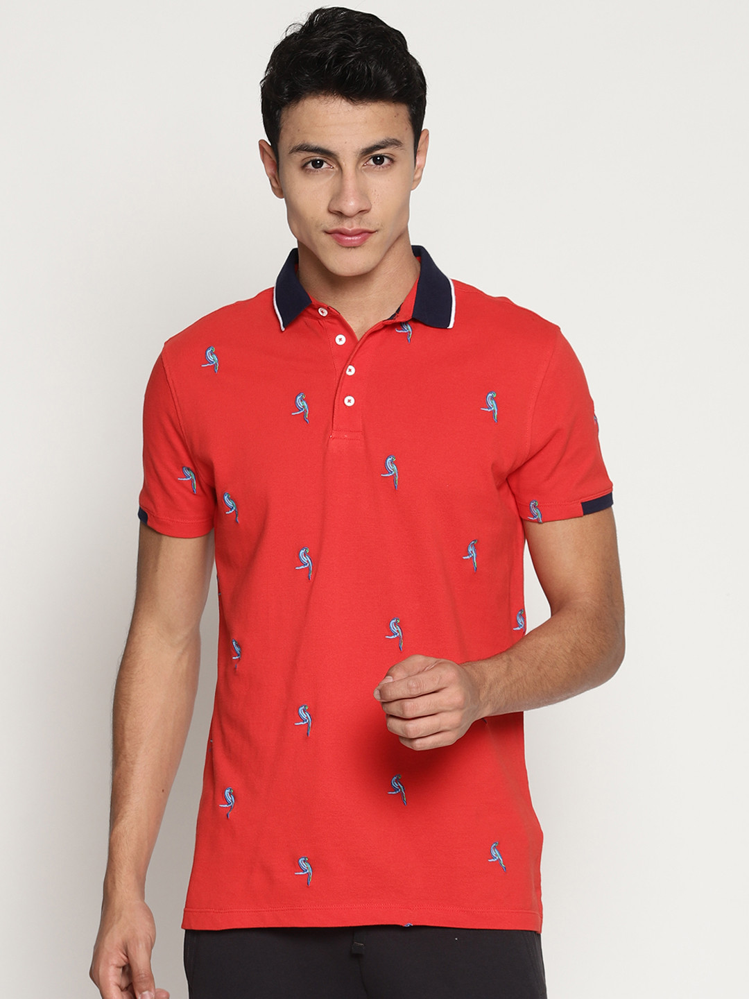 

Soul Space Men Red Printed Polo Collar T-shirt