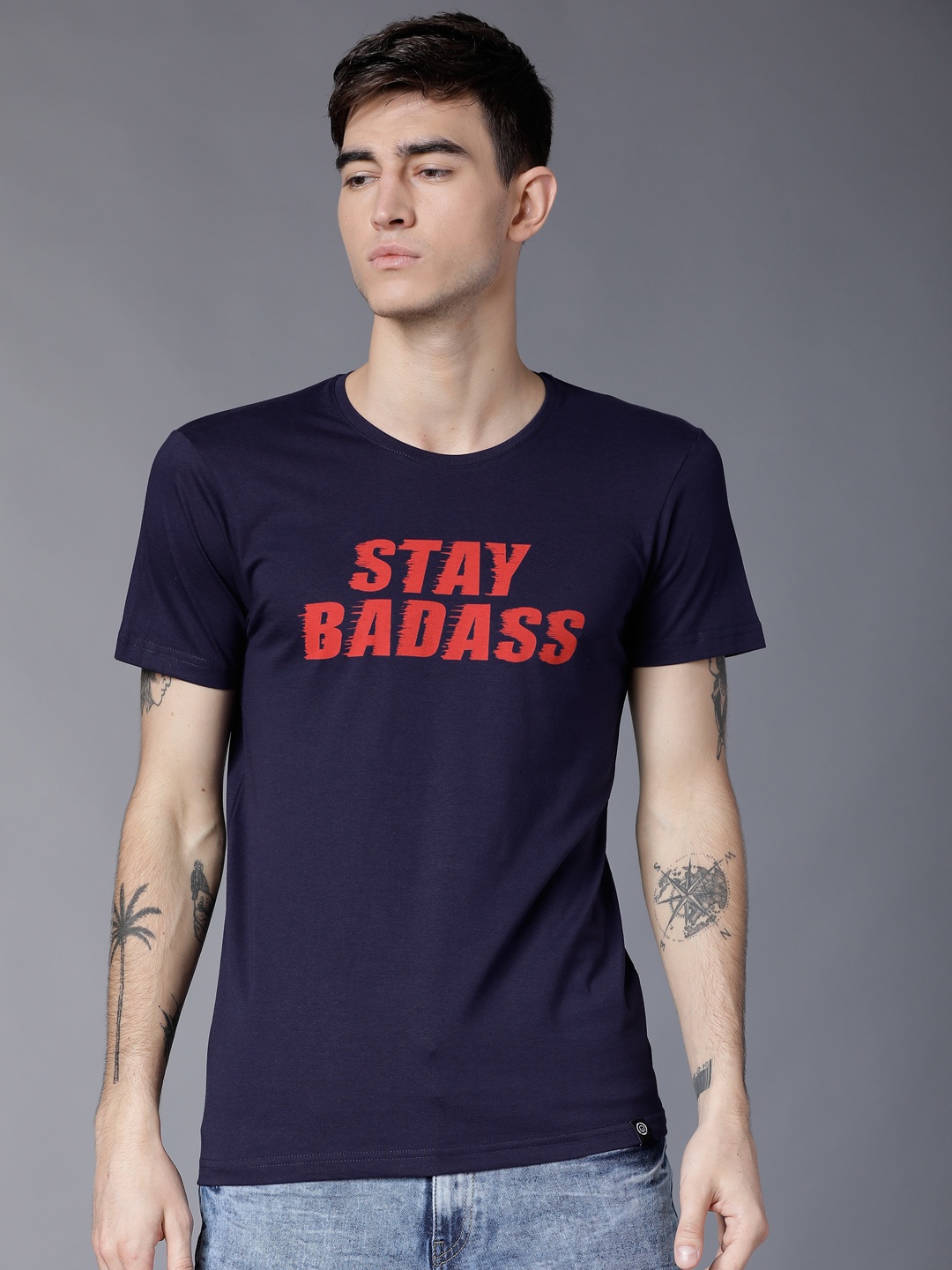 LOCOMOTIVE Men Navy Blue Printed Round Neck T-shirt