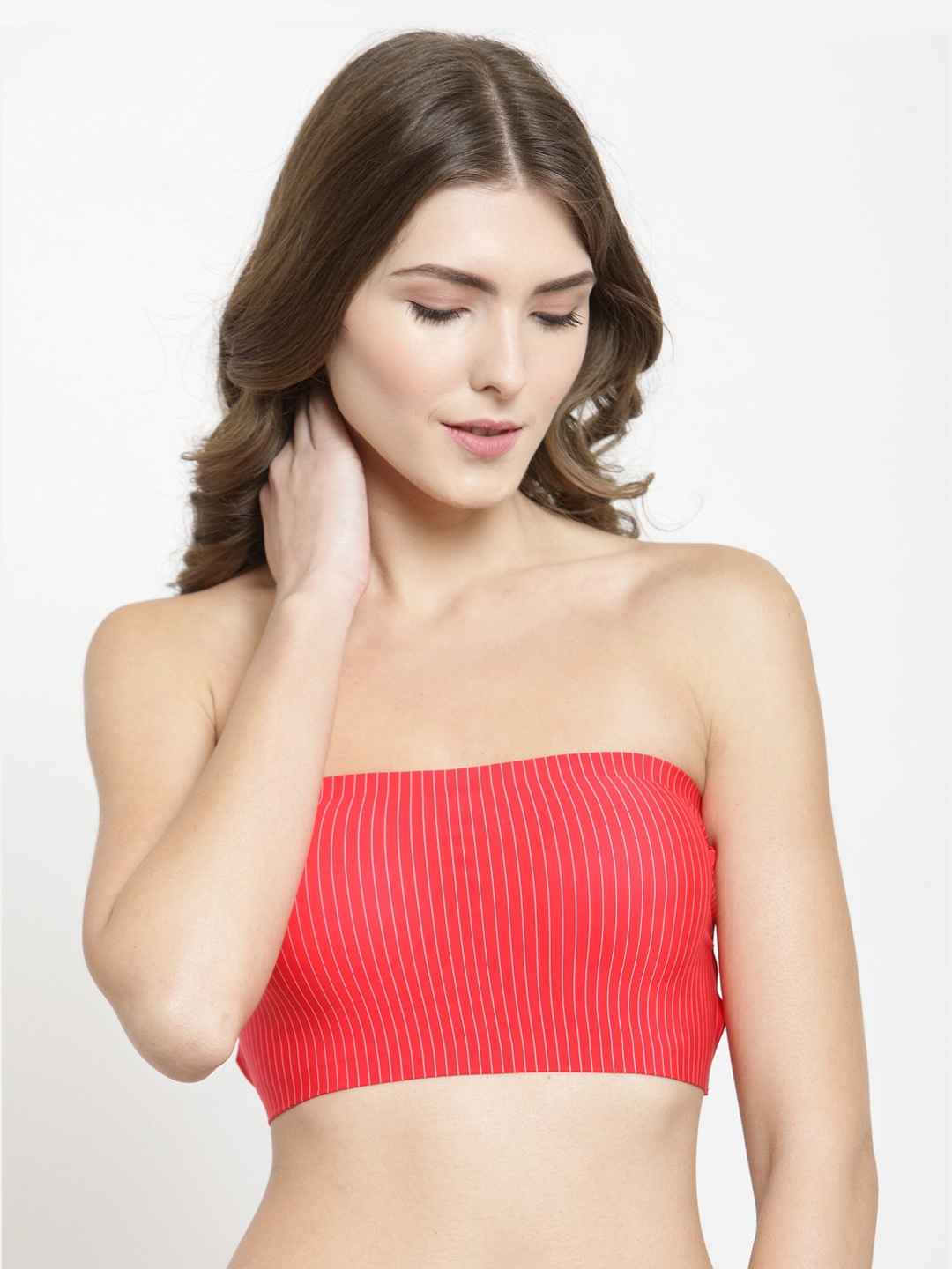 

PrettyCat Red Printed Non-Wired Lightly Padded Bandeau Bra PC-SB-5133