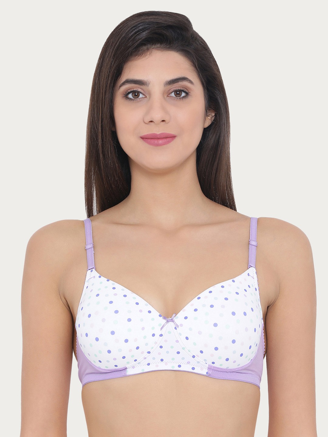 

Clovia Padded Non-Wired Polka Print T-Shirt Bra, Purple
