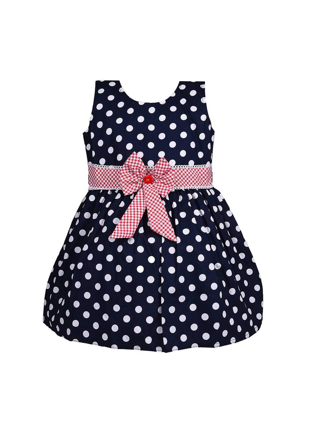 

Wish Karo Girls Navy Blue Printed Fit and Flare Dress