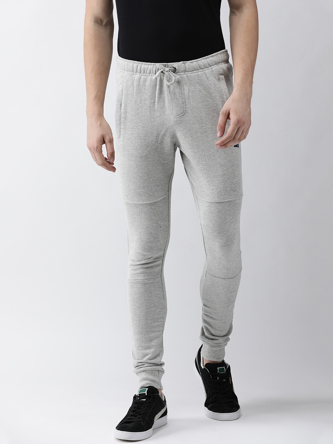 

Steenbok Men Grey-Melange Solid Slim-Fit Joggers