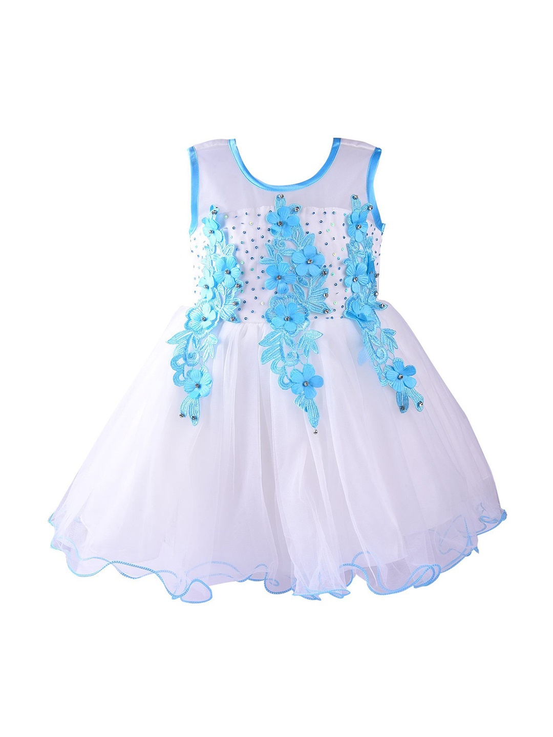 

Wish Karo Girls Blue Embellished Fit and Flare Dress