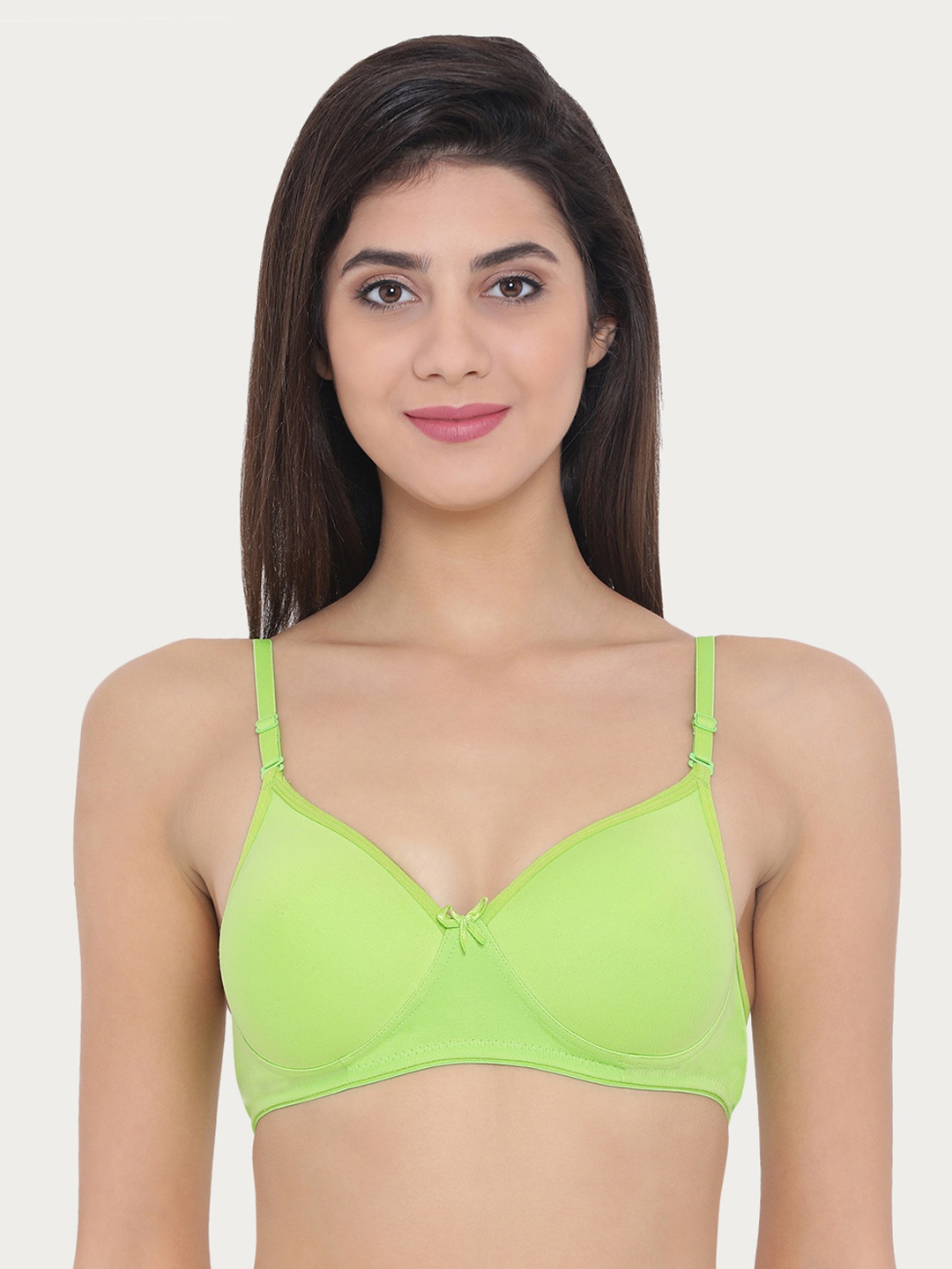 

Clovia Cotton Rich Padded Non-Wired Multiway T-Shirt Push-Up Bra, Green