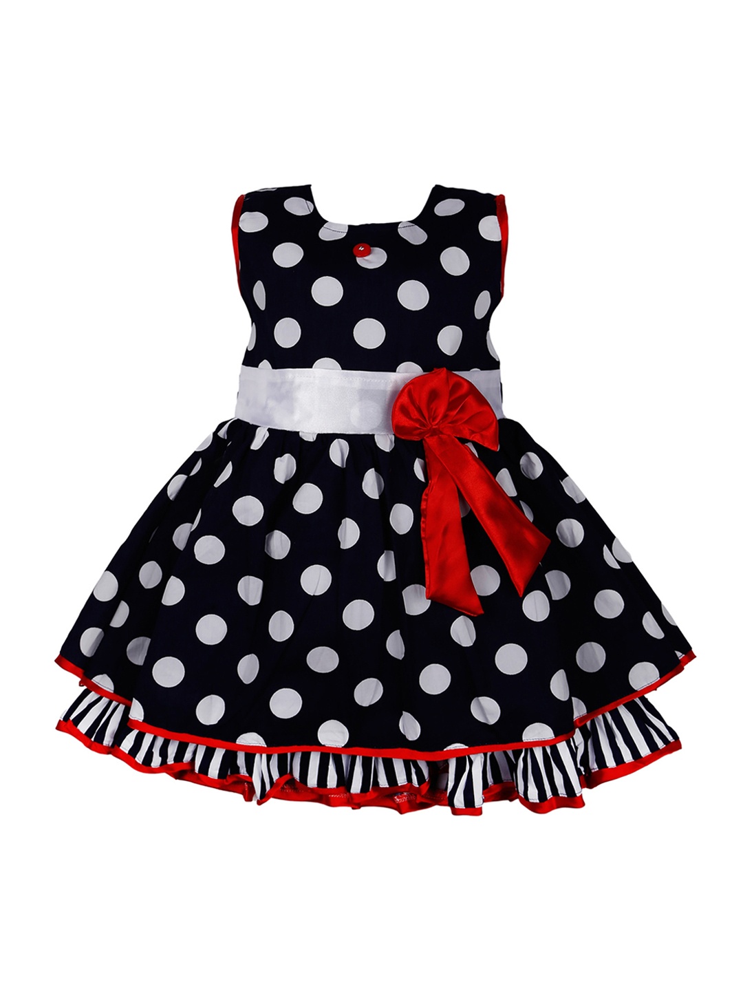 

Wish Karo Girls Navy Blue Printed Fit and Flare Dress