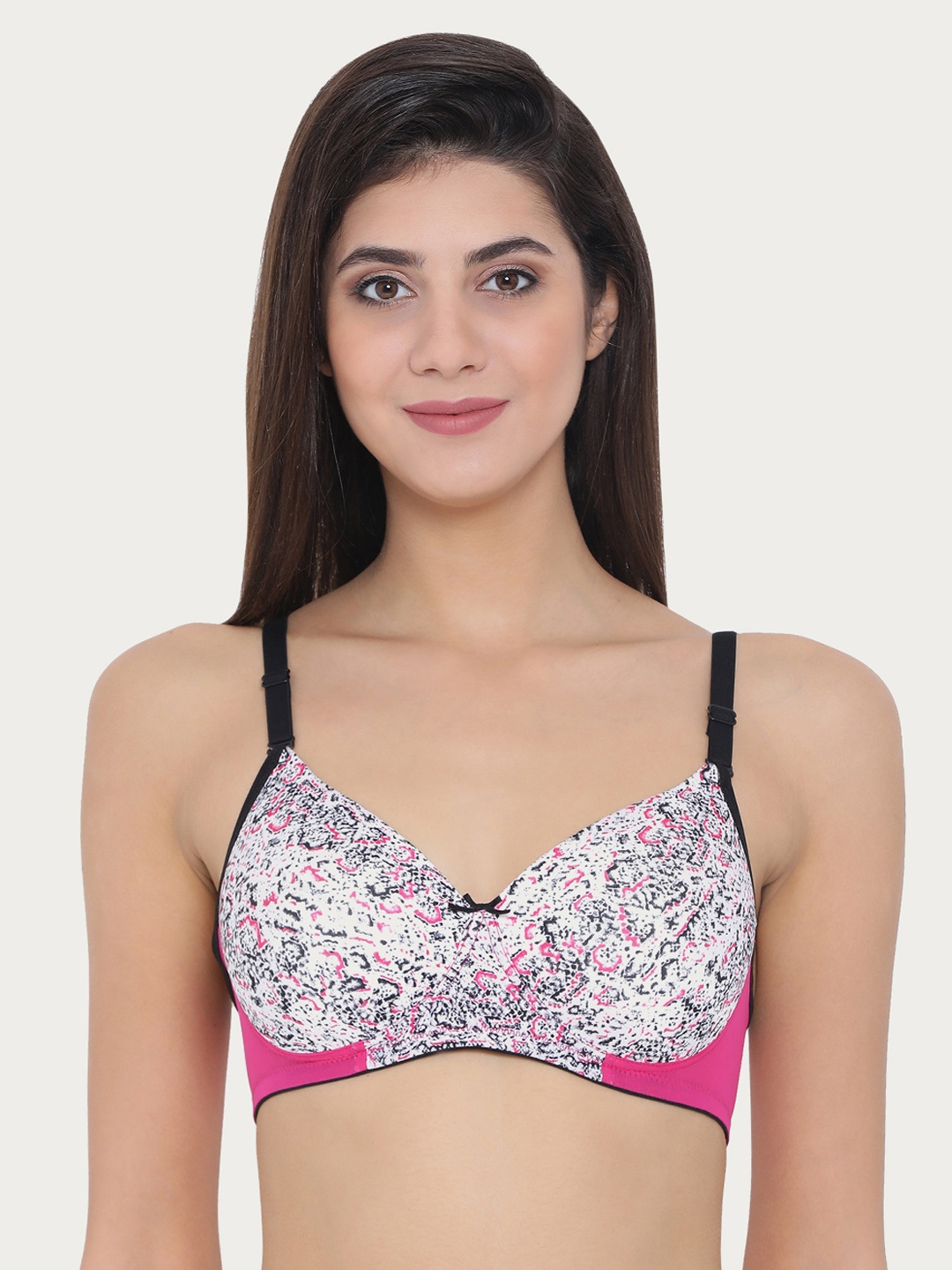 

Clovia Padded Non-Wired Printed Multiway T-Shirt Bra, White