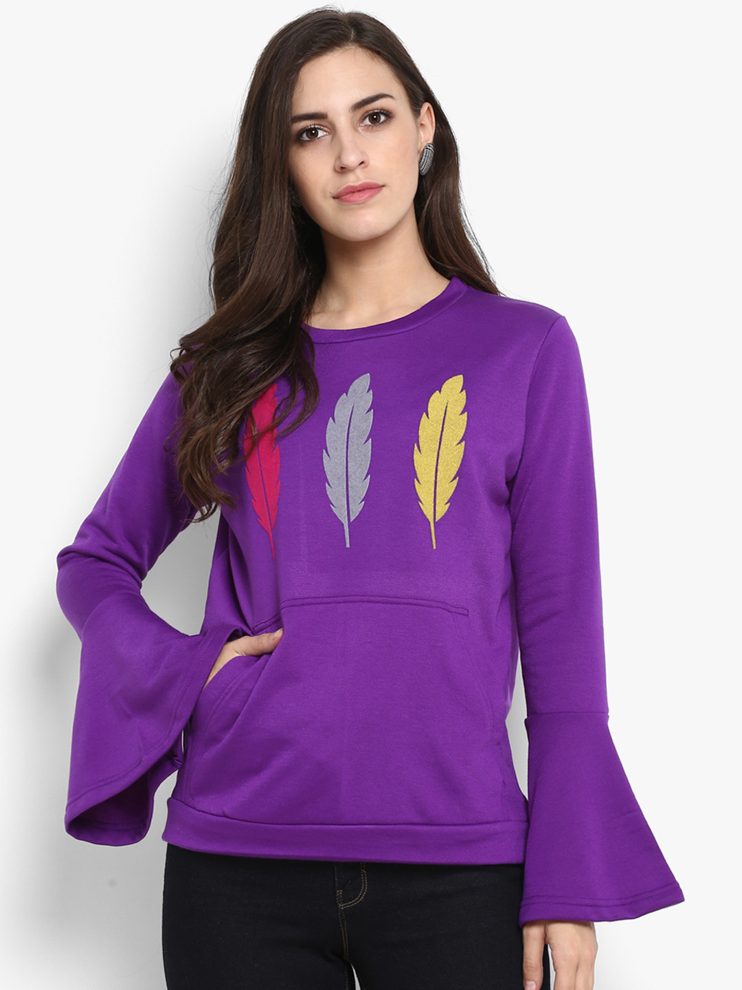 

PURYS Women Purple Printed Sweatshirt