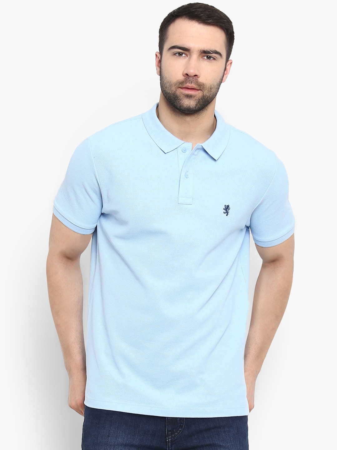

Red Tape Men Blue Solid Polo Collar T-shirt