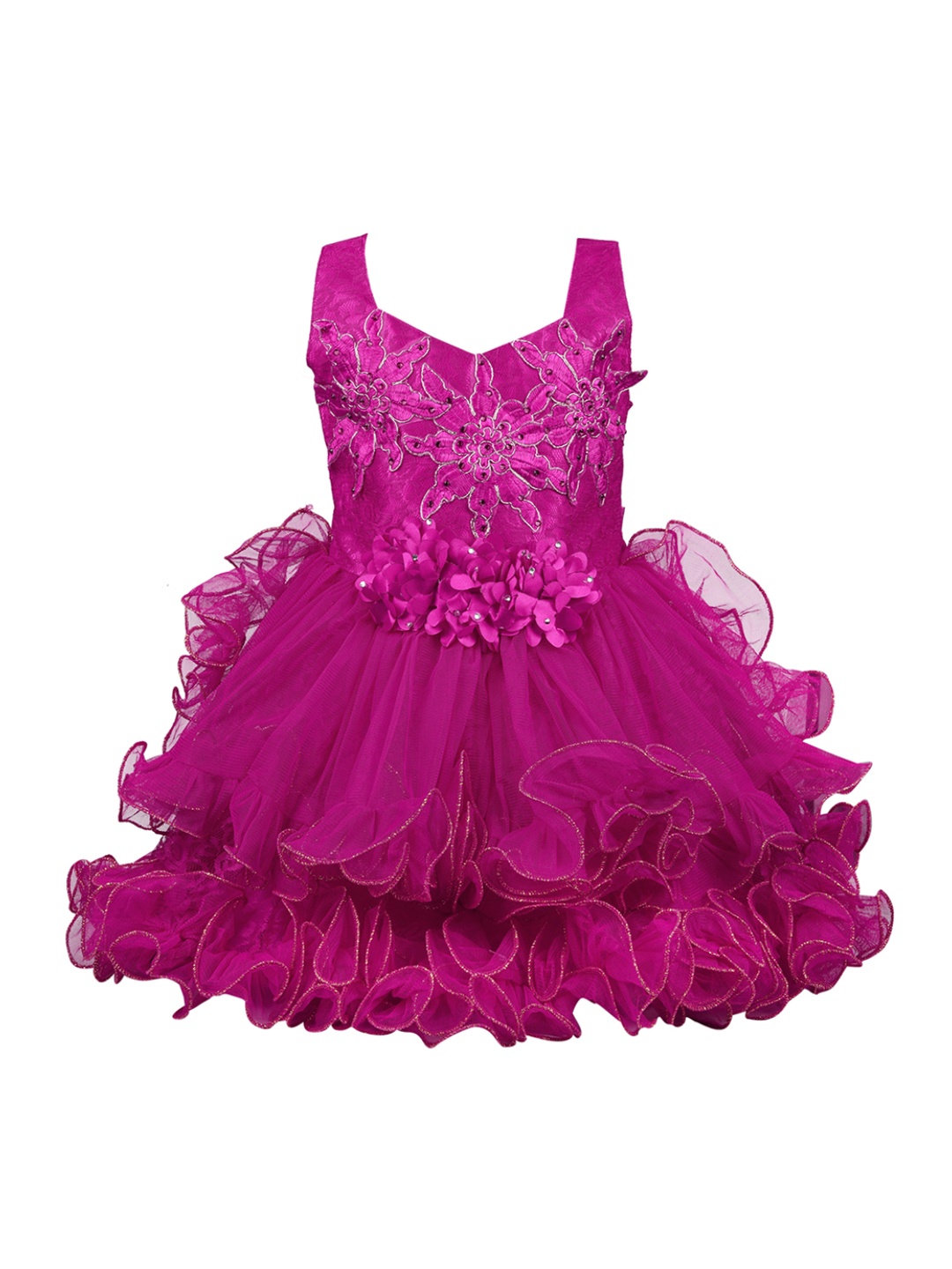 

Wish Karo Girls Pink Embellished Fit and Flare Dress