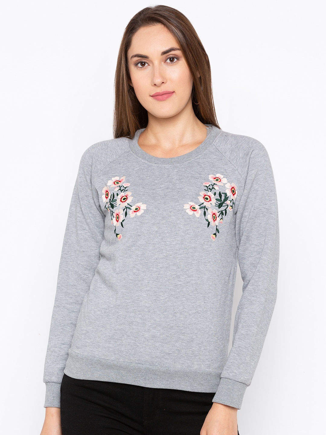 

Globus Women Grey Melange Solid Sweatshirt