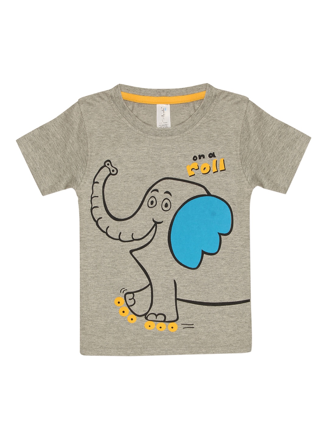 appulse Boys Grey Printed Round Neck T-shirt