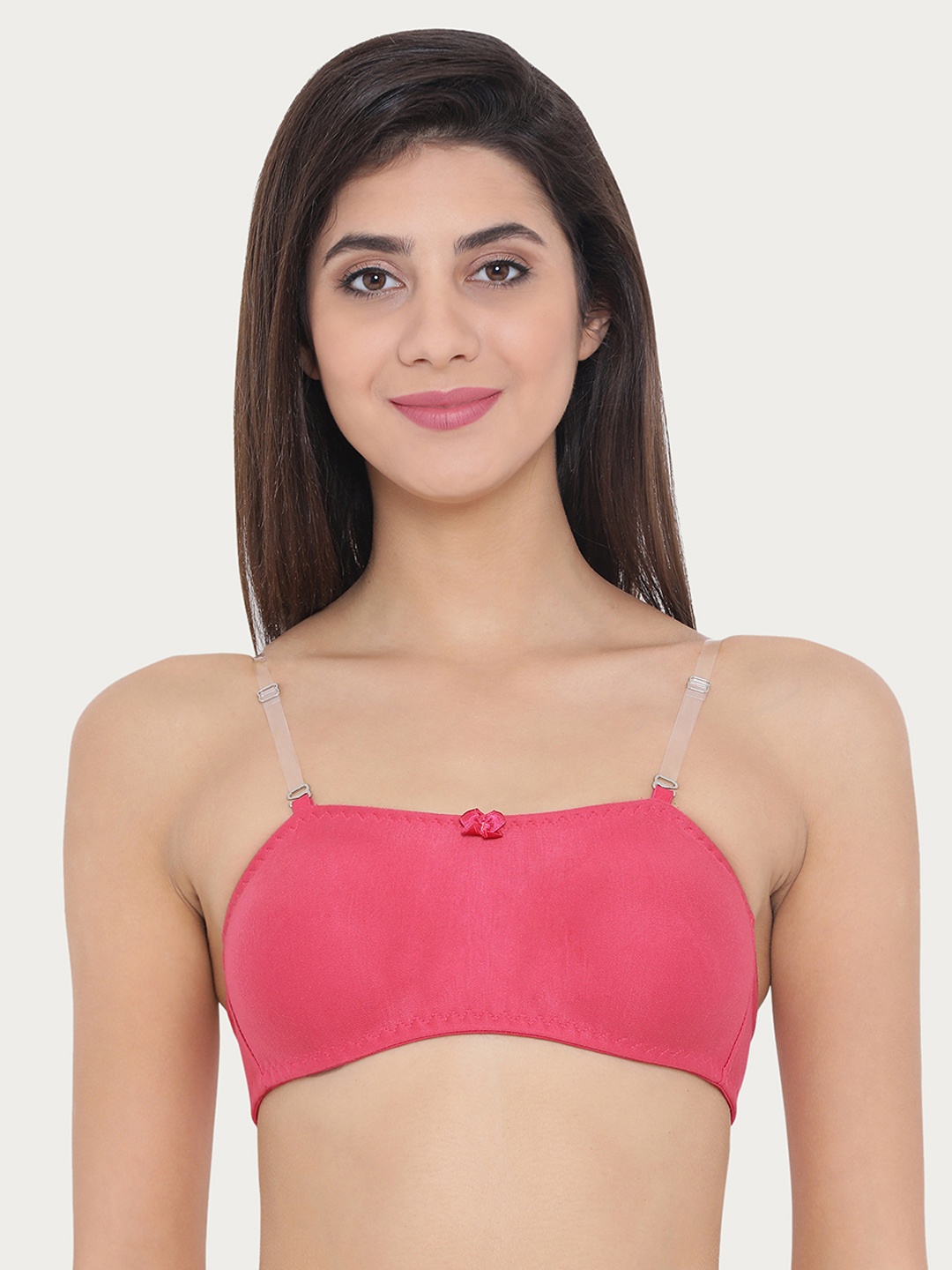 

Clovia Non-Padded Non-Wired Full Coverage Cotton T-Shirt Tube Bra with Detachable Straps, Pink