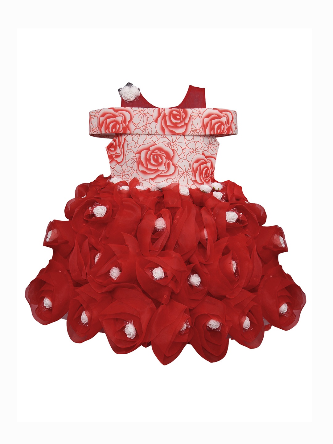 

Wish Karo Girls Red Printed Fit and Flare Dress