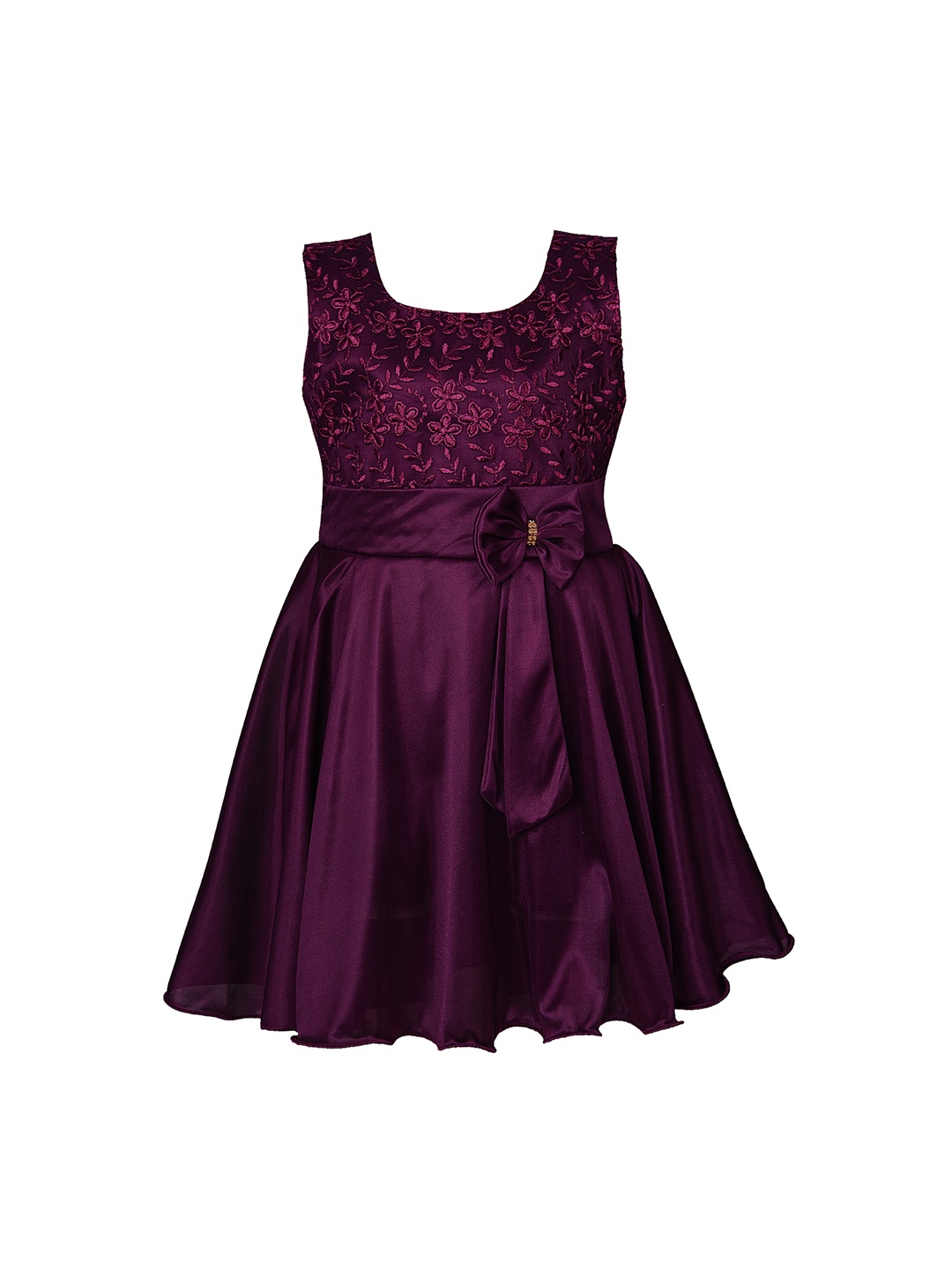 

Wish Karo Girls Maroon Fit and Flare Dress