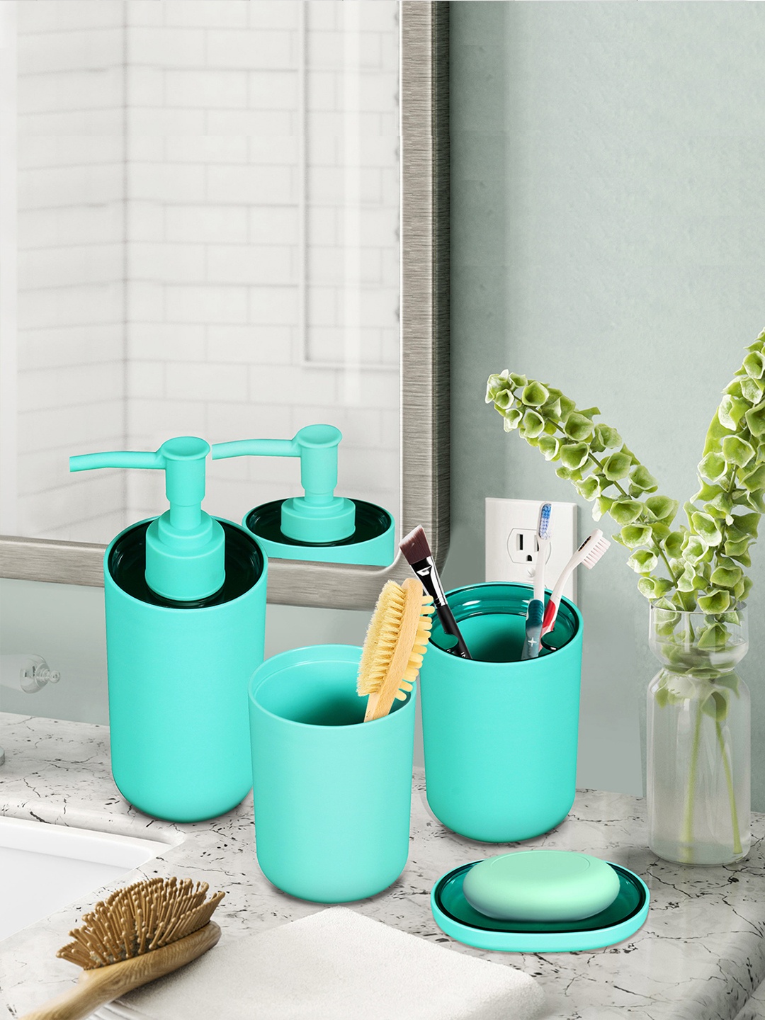 

Story@home Turquoise Blue Set Of 4 Premium Bathroom Accessory