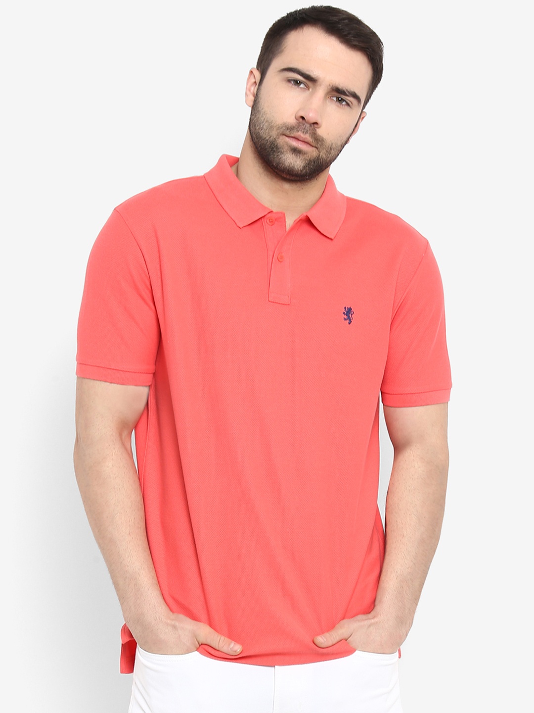 

Red Tape Men Coral Solid Polo Collar T-shirt